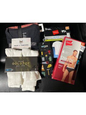 Mens Bundle Sz M Pair Of Thieves Lounge Set Hanes Shirts Goldtoe & Novelty Socks